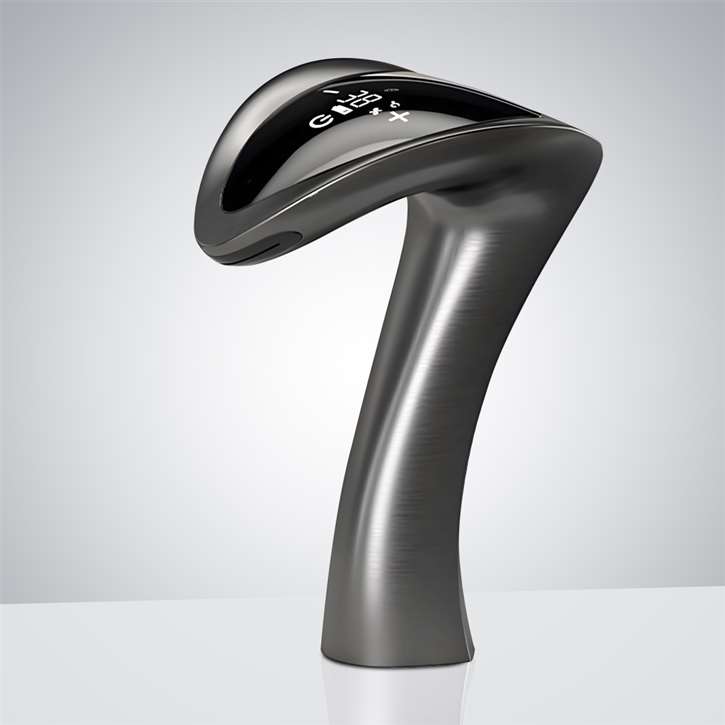 Fontana Sciacca Gray Finish Digital Display Touchless Bathroom Faucet