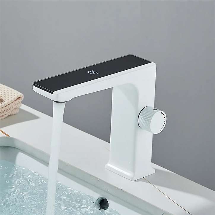 Fontana Brescia White Finish Basin Faucet with Hot and Cold Water