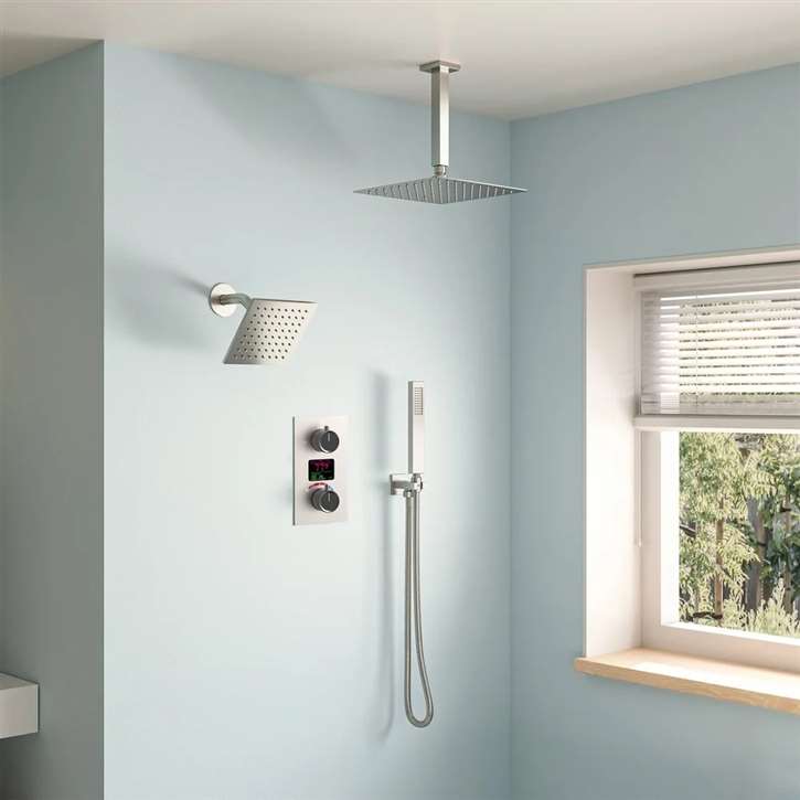 Fontana Mondovì Brushed Nickel 12 Inch Digital Dual Shower Head