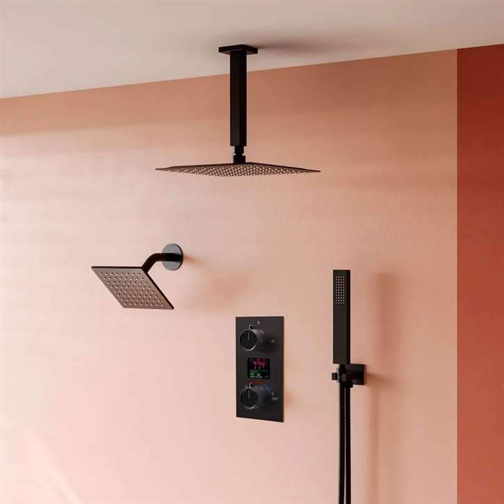 Fontana  Ivrea Matte Black 12 Inch Digital Dual Shower Head