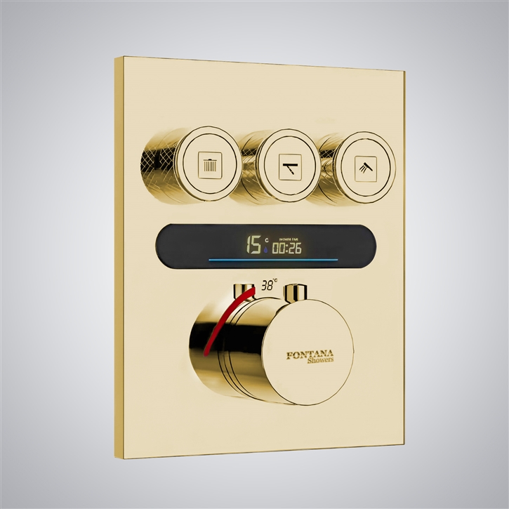 Fontana Classic Brushed Gold Digital Shower Mixer 3 Function