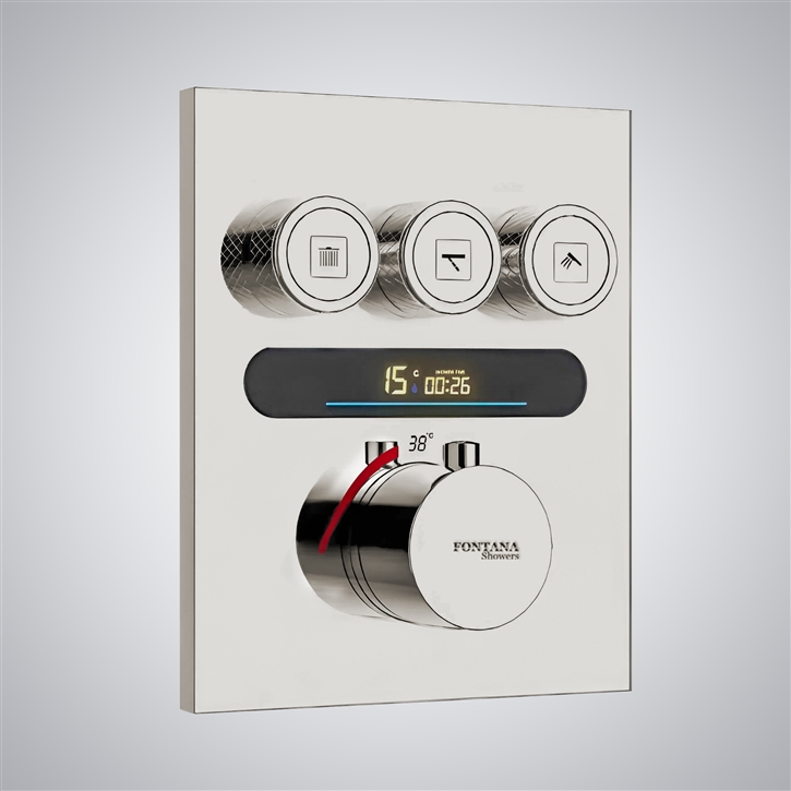 Fontana Platinum Brushed Nickel Digital Shower Mixer 3 Function