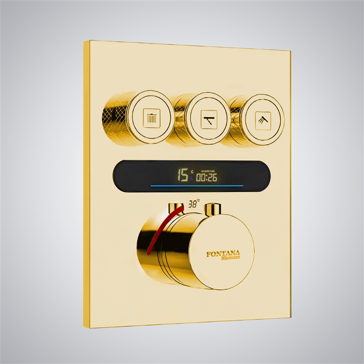 Fontana Radiance Polished Gold Digital Shower Mixer 3 Function