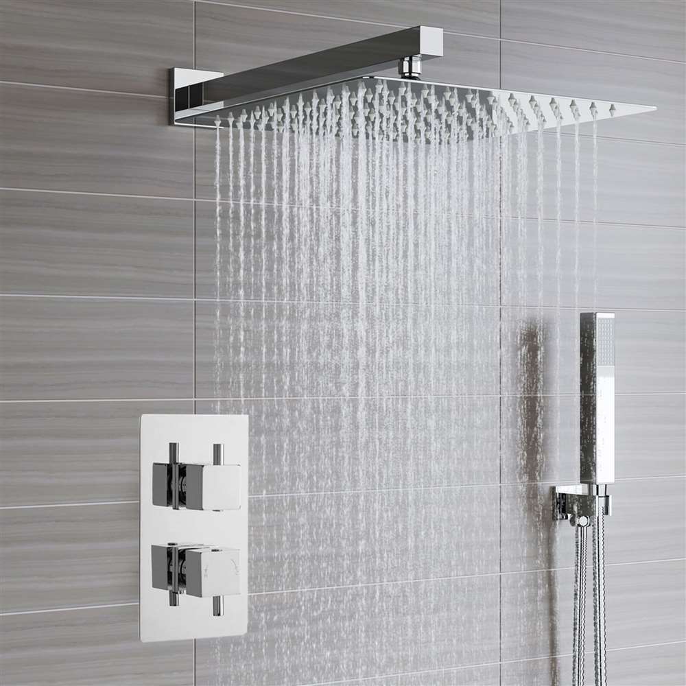 Ultra-thin rainfall shower with built-in thermostatic mixer installation planning