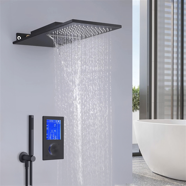 Fontana Rivage Digital Matte Black Shower Set