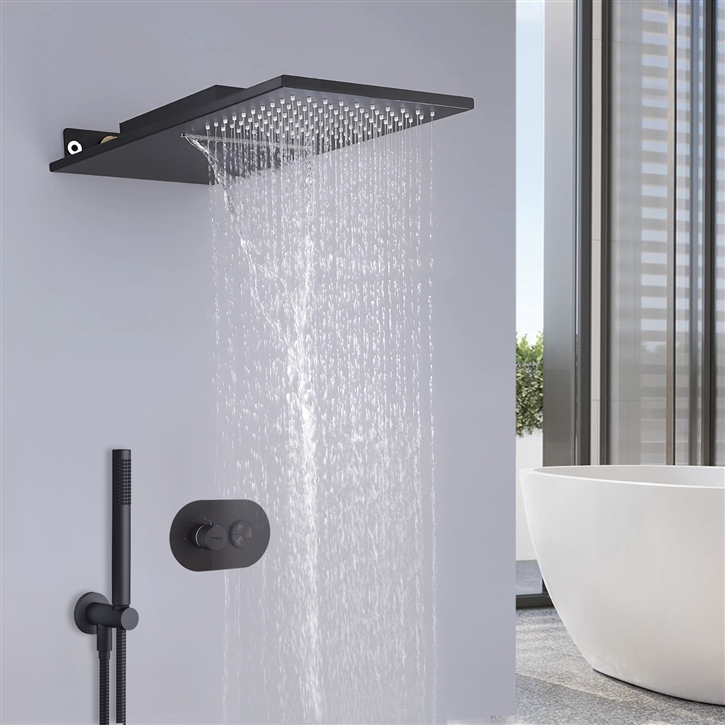 Fontana Lugo Matte Black Thermostatic Shower Set