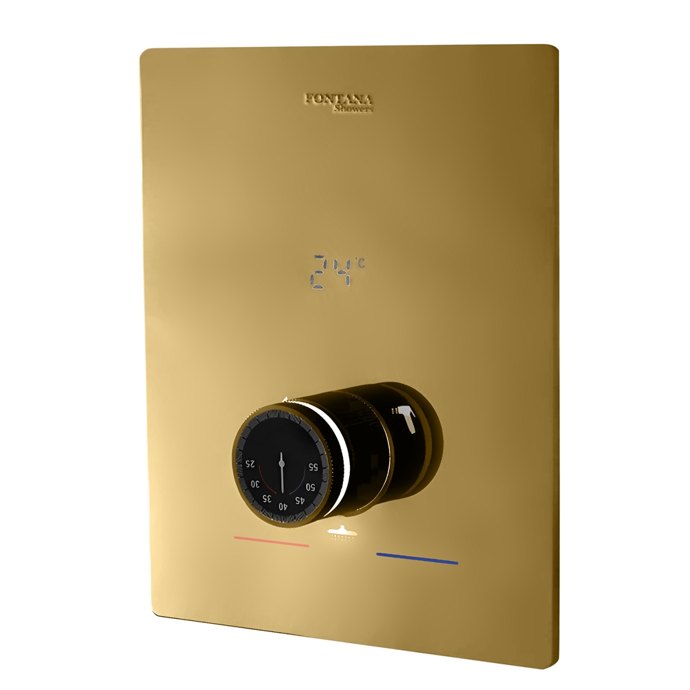 Fontana Brushed Gold Wall Mounted Shower Mixer | Luxury & Precision
