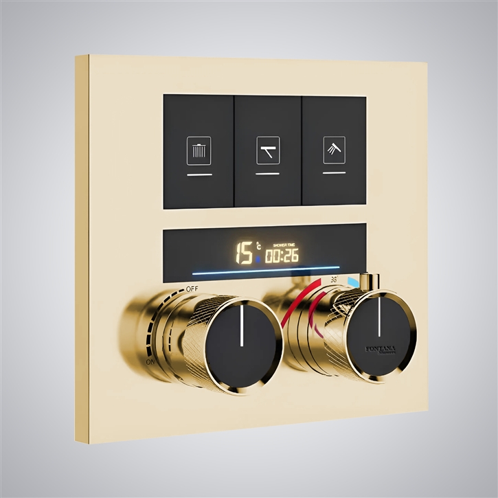Fontana Alfortville Brushed Gold Dual Handle Digital Shower Mixer