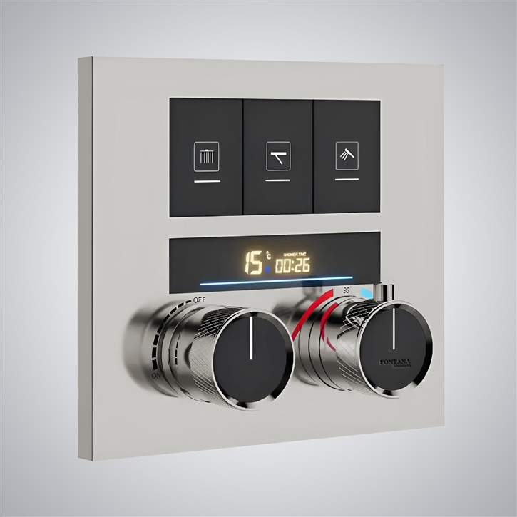 Fontana Brushed Nickel In Talence Dual Handle Digital Shower Mixer