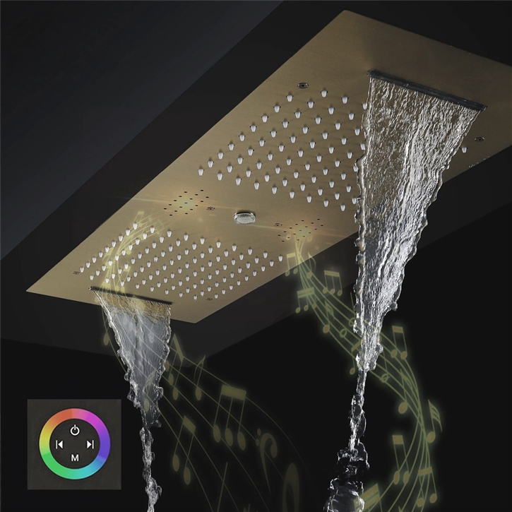 Fontana Moulins Brushed Gold Touch Panel Control Multifunction Shower Head