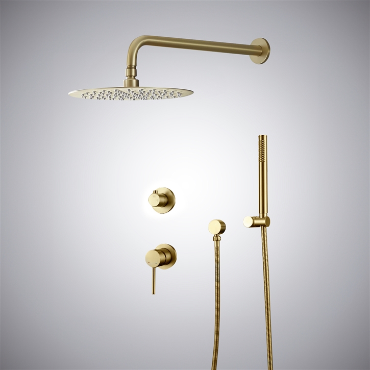 Fontana Arcachon Brushed Gold Round 8 Inch Commercial Shower Set