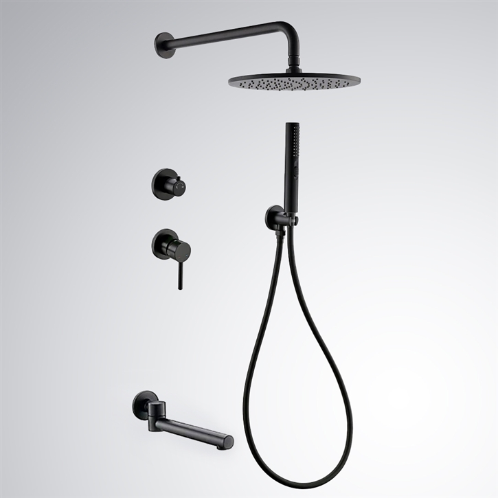 Fontana Hendaye Matte Black Round 8 Inch 3 Way Shower Set
