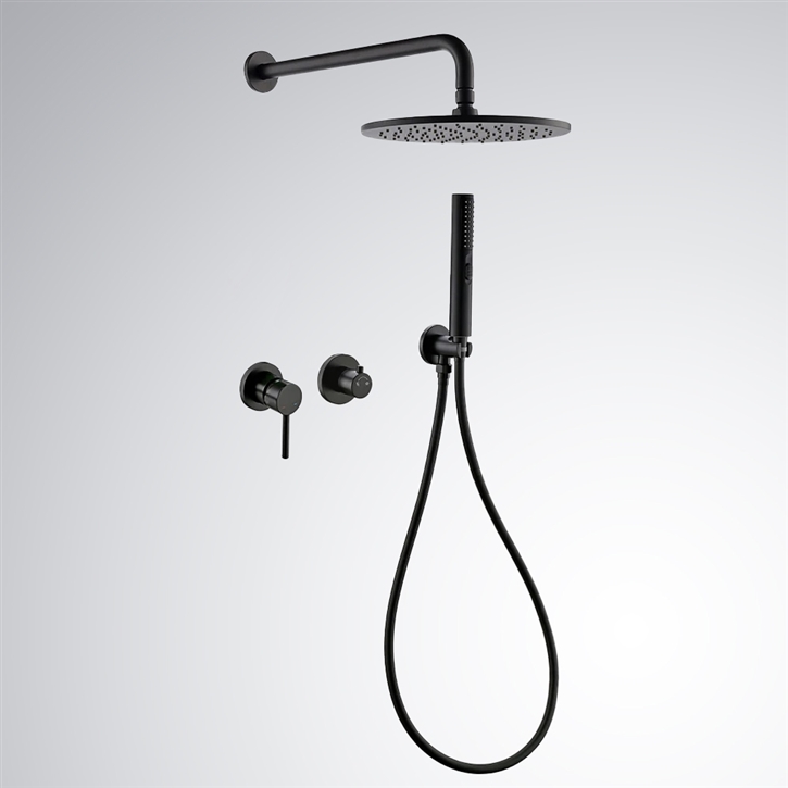 Fontana Floirac Matte Black Round 8 Inch Rainfall Shower System