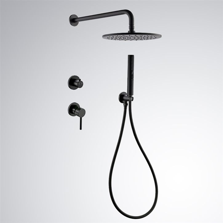 Fontana Saint-Jean Matte Black Round 8 Inch 2 Way Shower Set