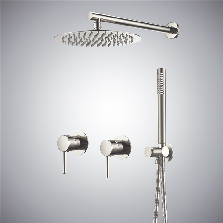 Fontana Domont Brushed Nickel 8 Inch Round Shape Shower Set