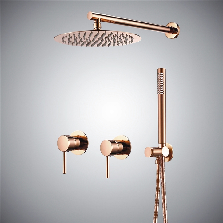 Fontana Octeville Brushed Rose Gold  8 Inch Round Shower Set