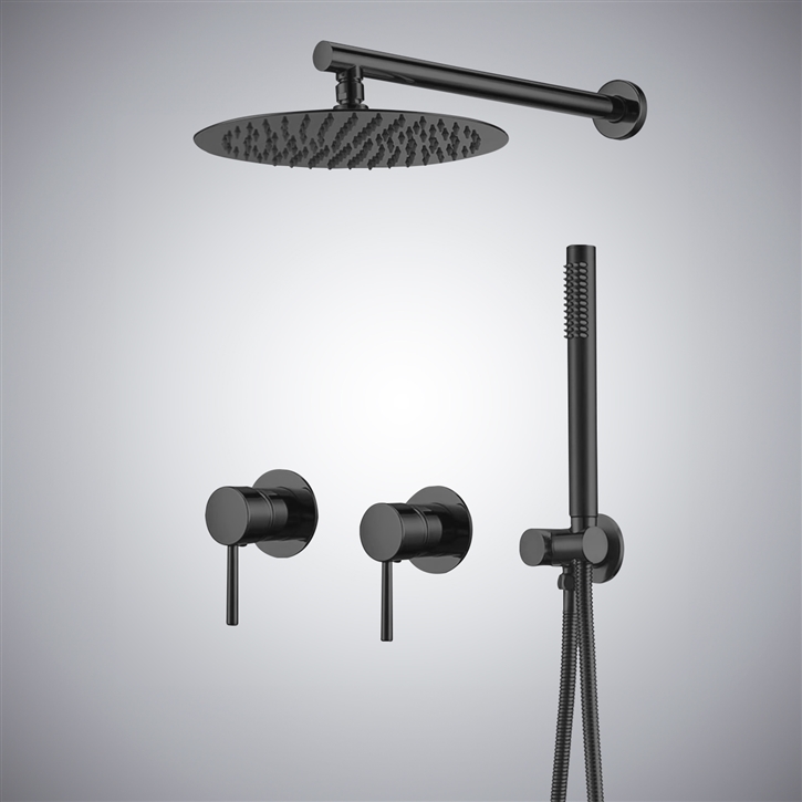 Fontana Viroflay Matte Black Finish 8 Inch Round Shower Set