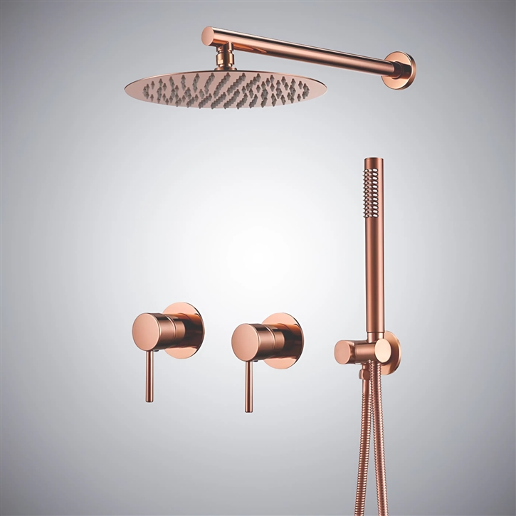 Fontana Limay Rose Gold Round Hot and Cold Shower Set