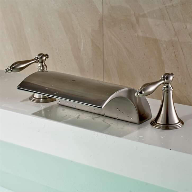 Palermo Deck Mount Brushed Nickel Bathtub Faucet