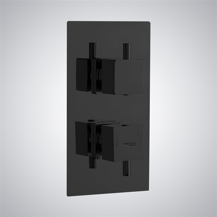 Fontana Matte Black Finish Concealed Thermostatic Shower Valve Mixer 2-Way