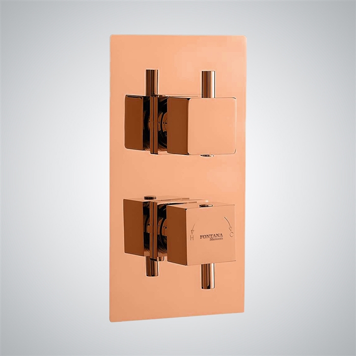 Fontana Rose Gold Finish Concealed Thermostatic Shower Valve Mixer 2-Way
