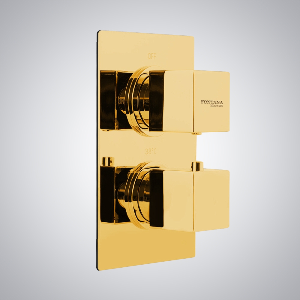 Fontana Solid Brass Gold Concealed Thermostatic Shower Valve Mixer