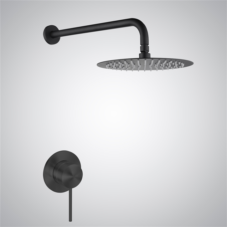Fontana Marseille Modern Matte Black Finish In Rainfall Shower Head Set