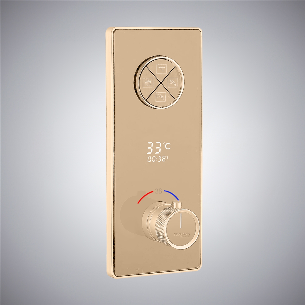 Fontana Champagne In Thermostatic Mixer With Temperature Display