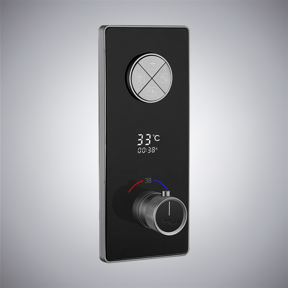 Fontana Matte Black In Thermostatic Mixer With Temperature Display