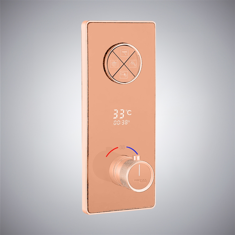 Fontana Rose Gold In Thermostatic Mixer With Temperature Display