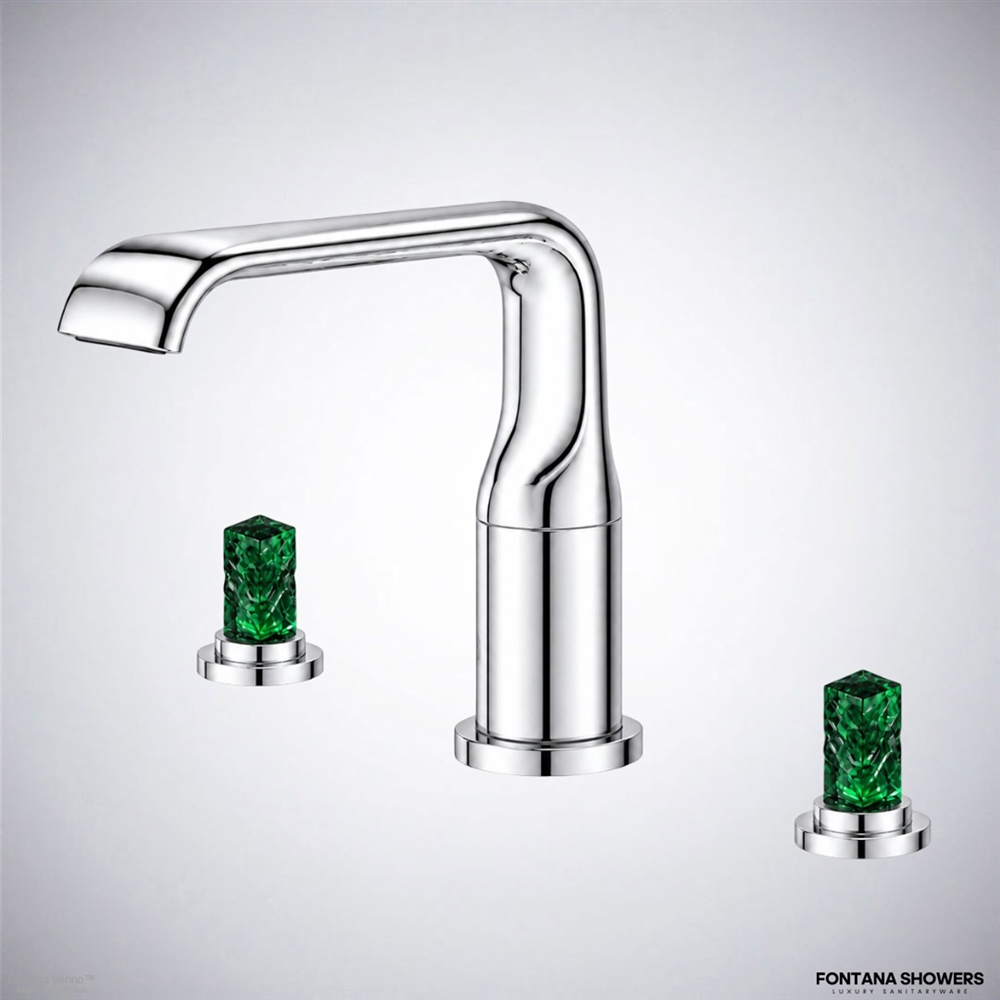 Fontana Verino chrome crystal widespread basin faucet