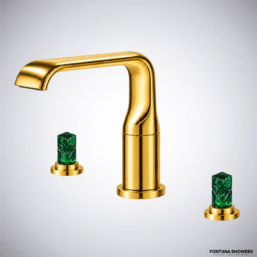 Fontana Verino gold crystal widespread basin faucet