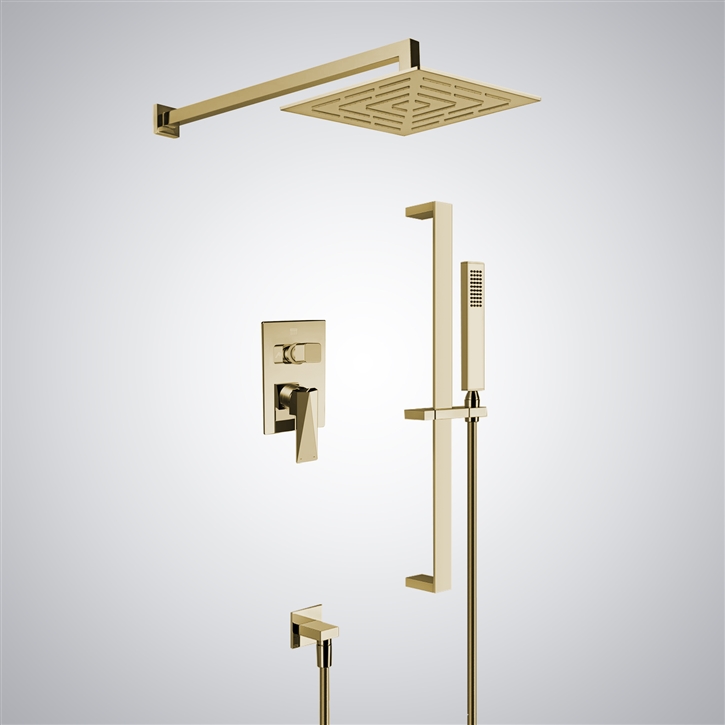 Bravat Brushed Gold Wall Mounted Rainfall Shower System