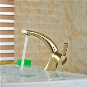 Marseille Mixer Single Handle Vanity Sink Luxury Faucet Golden Brass