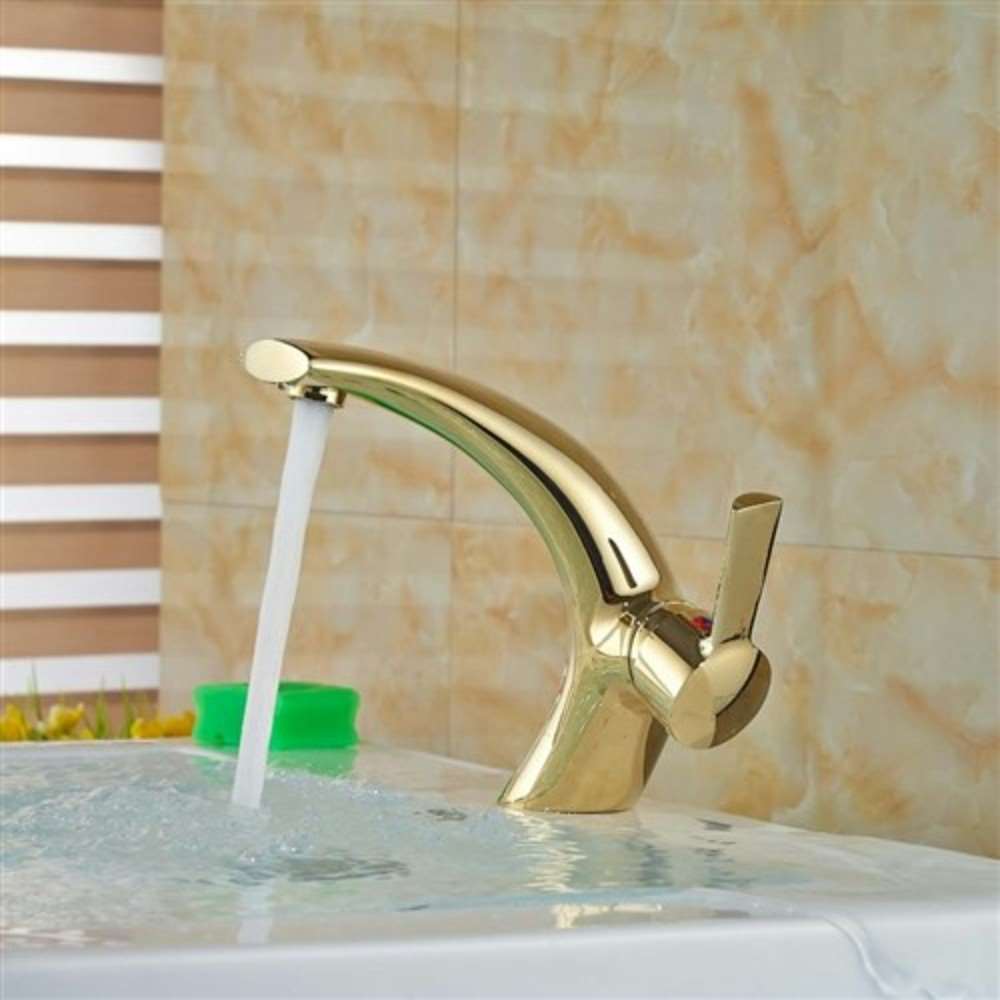 Marseille Mixer Single Handle Vanity Sink Faucet Gold Brass