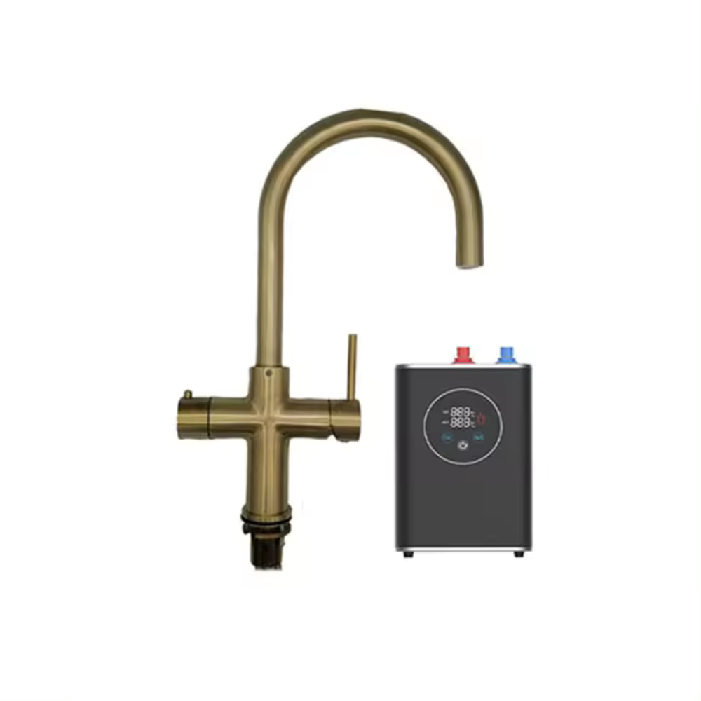 Fontana Caltanissetta Brushed Gold Deck Mounted Kitchen Faucet