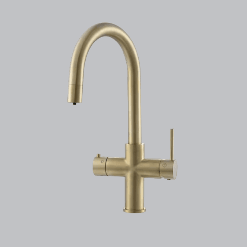 Fontana ForlÃ¬ Brushed Gold Deck Mounted Kitchen Faucet