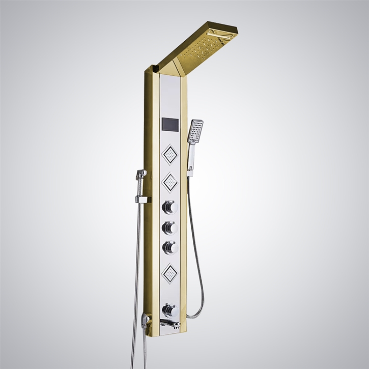 Fontana Albisola Brushed Gold Four Handle Shower Panel