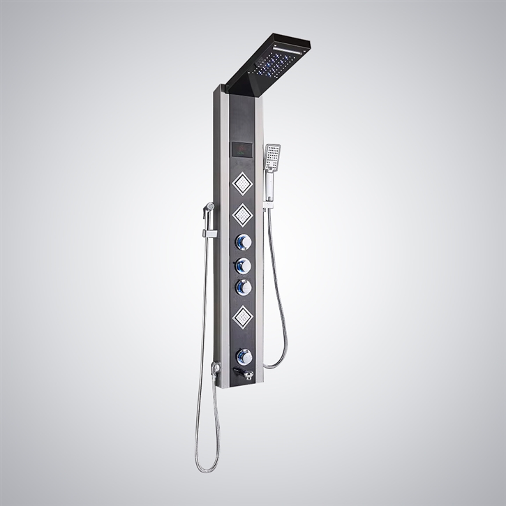 Fontana Albisola Matte Black Rainfall Shower Panel