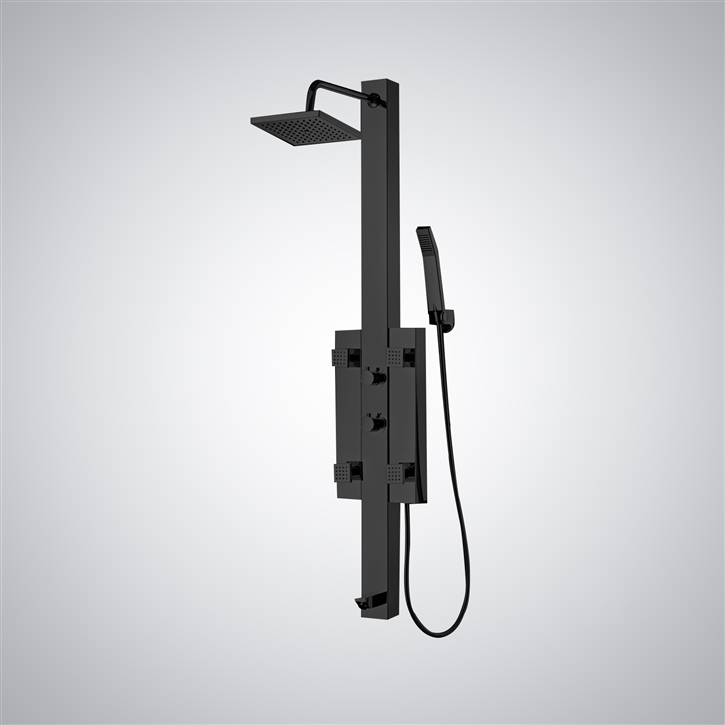 Fontana AquaBreeze Matte Black Modern Shower Panel