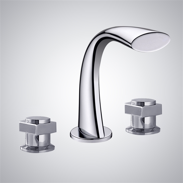 Fontana Pola Sophisticated Deck Mounted Chrome Faucet With Dual Knobs