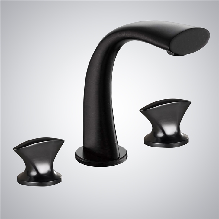 Fontana Porto Royal Flow Matte Black Deck Mounted Faucet With Dual Handle