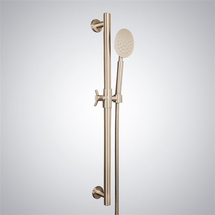 Fontana Sliding Champagne Hand Shower Bar with Adjustment Holder