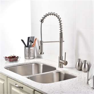Brushed Nickel Kitchen Sink Faucet with Pull Down Sprayer
