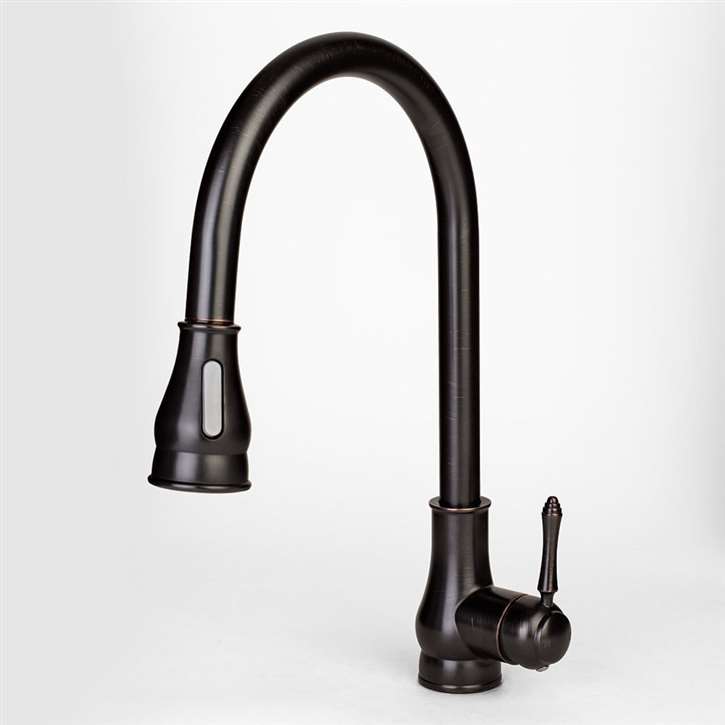 Quito 16" Oil Rubbed Bronze Sink Faucet with Pull Down Spray
