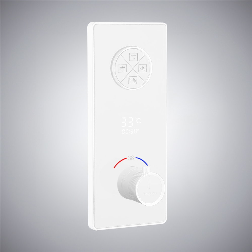 Fontana Matte White In Thermostatic Mixer With Temperature Display