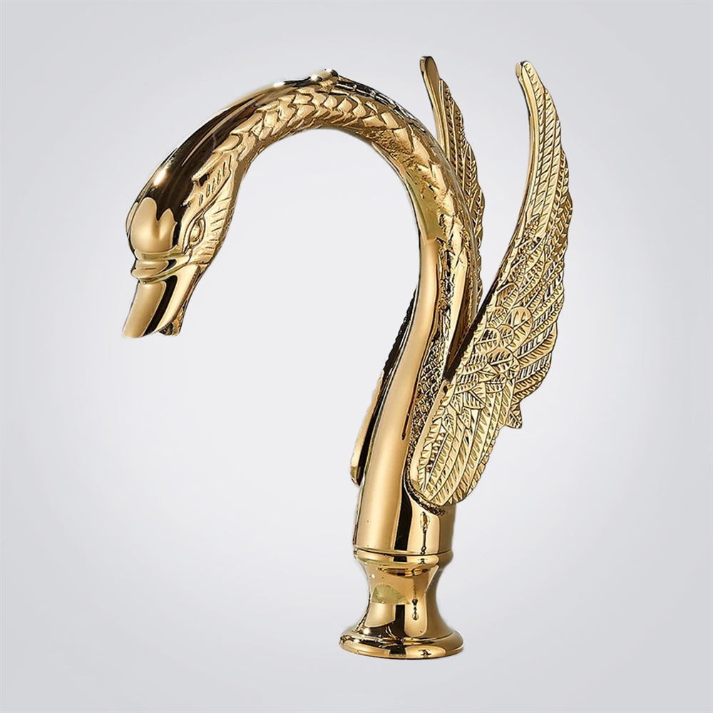 FontanaXelyra Gold Swan Inspired Deck Mounted Touchless Faucet