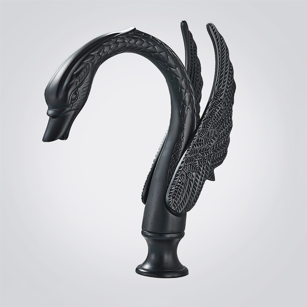 FontanaOrythea Matte Black Swan Inspired Touchless Faucet