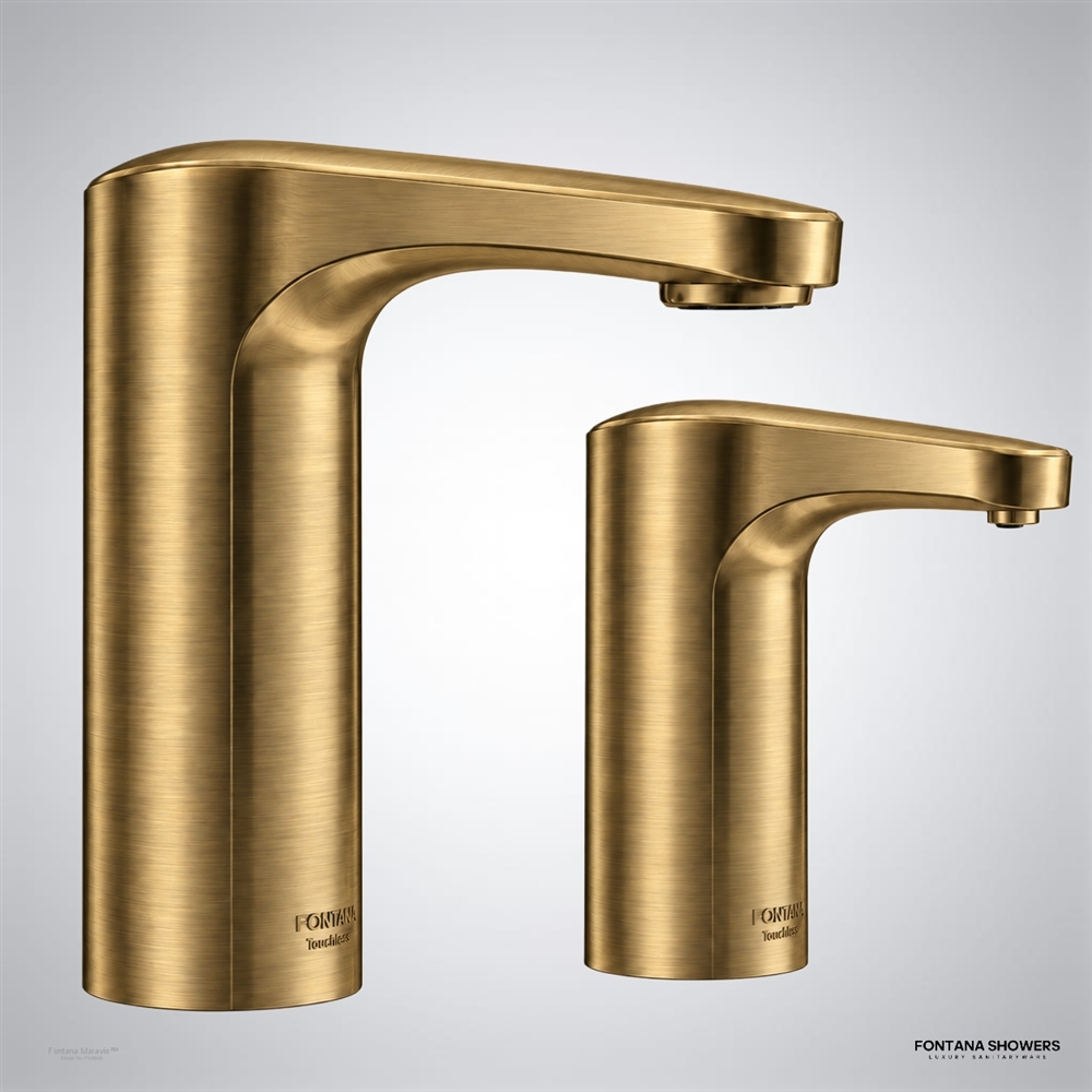 Antique brass touchless faucet set