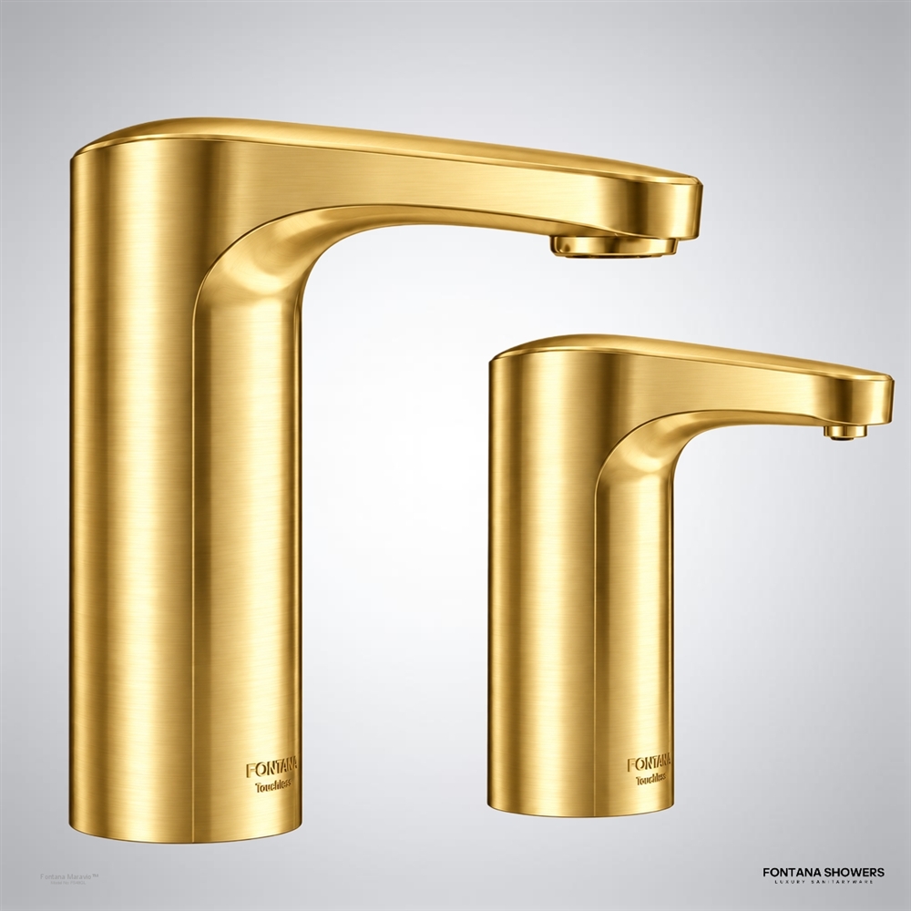 Brushed gold touchless faucet set